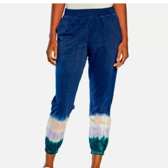 Wildfox Hadley Blue Tie-Dye Track Pants M - Picture 1 of 6